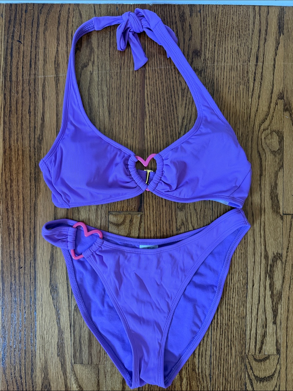 wild fable Purple Halter Heart Accent Bikini